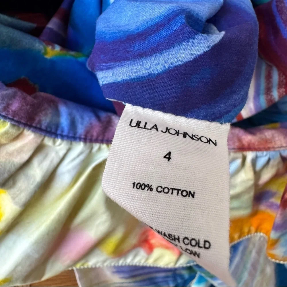 NWT Ulla Johnson 4 Nora Skirt Tuck Shara Hughes Ruffle Slit Abstract Art To Wear